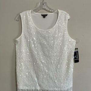 George Elegant White Sleeveless Top